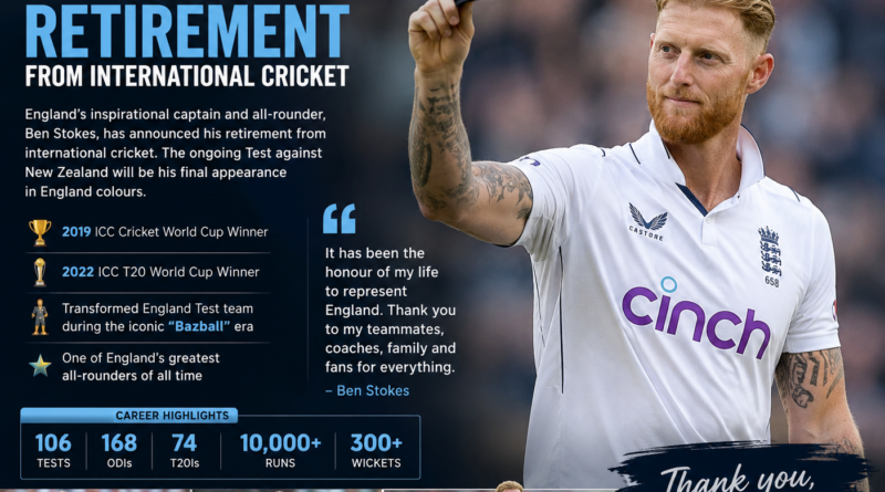 cricter Ben Stokes announcement for retirement